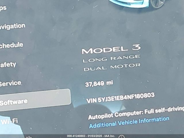 5YJ3E1EB4NF180803 Tesla Model 3 Long Range Dual Motor All-wheel Drive