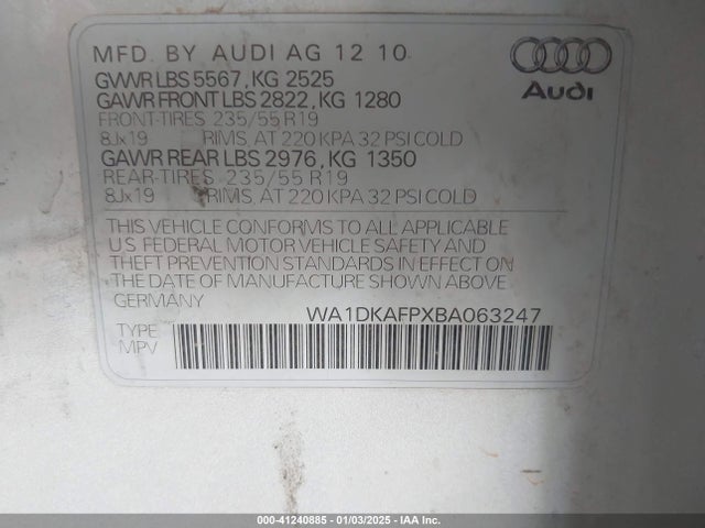 2011 AUDI Q5 WA1DKAFPXBA063247 Photo 8