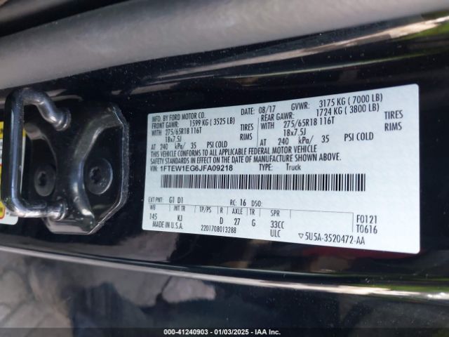1FTEW1EG6JFA09218 Ford F-150 King Ranch