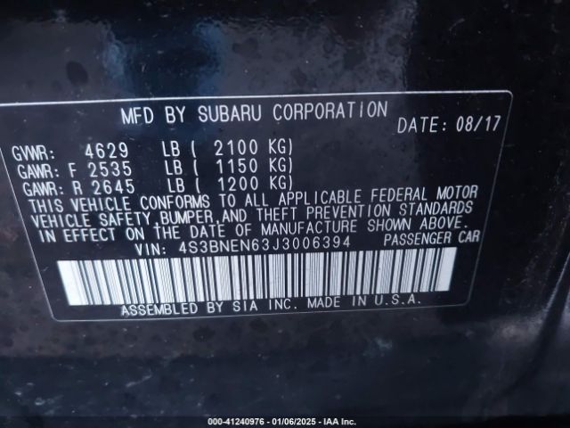 4S3BNEN63J3006394 Subaru Legacy 3.6r Limited