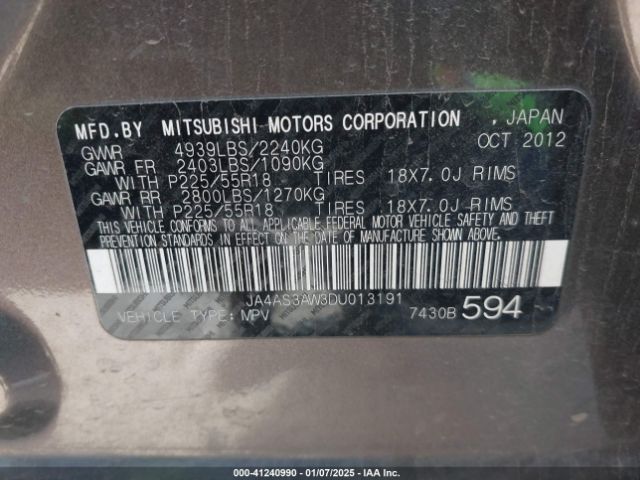 2013 MITSUBISHI OUTLANDER JA4AS3AW3DU013191 Photo 8