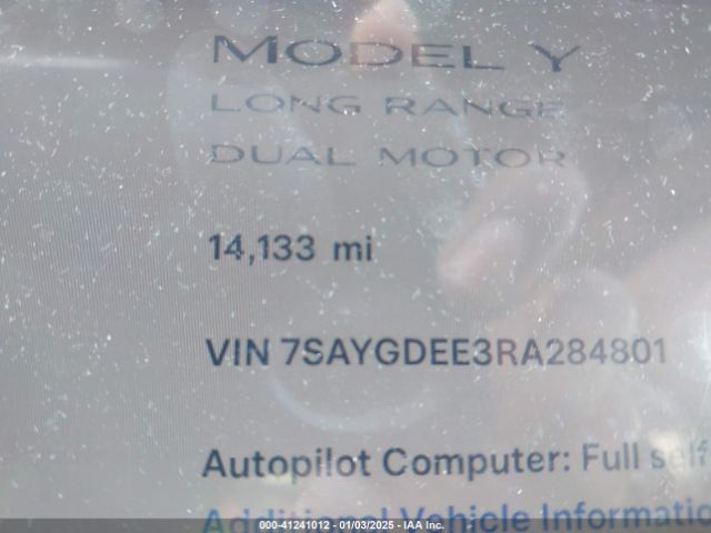 7SAYGDEE3RA284801 Tesla Model Y Long Range Dual Motor All-wheel Drive