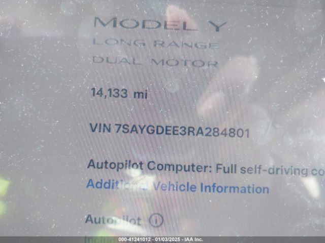 7SAYGDEE3RA284801 Tesla Model Y Long Range Dual Motor All-wheel Drive