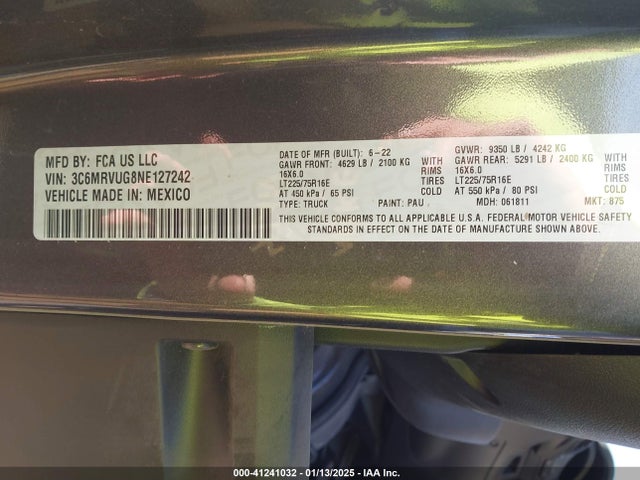 RAM Promaster 3500 3500 High 2022 3C6MRVUG8NE127242 Image 9