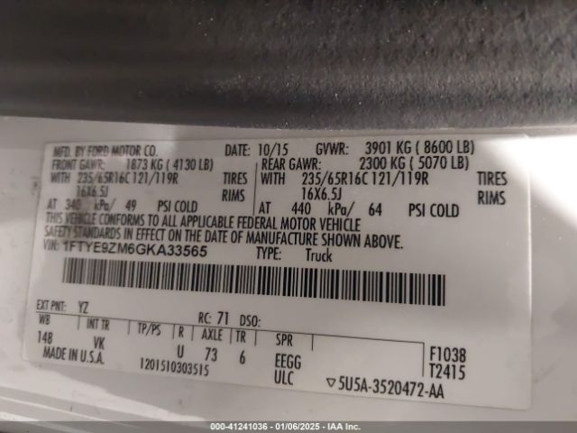 1FTYE9ZM6GKA33565 Ford Transit-150