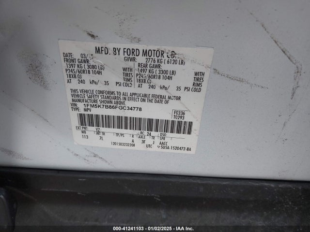 Ford Explorer 2015 1FM5K7B86FGC34778 Image 9