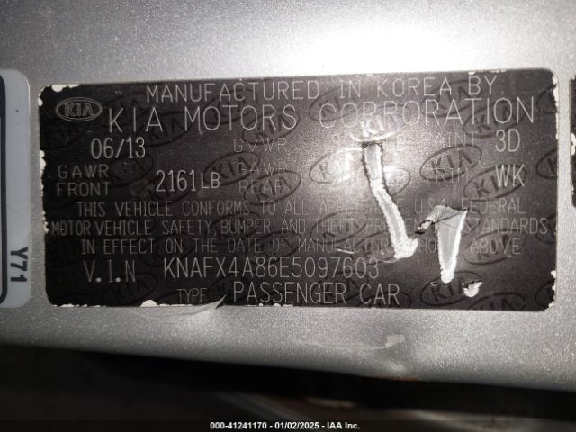 KNAFX4A86E5097603 KIA FORTE EX