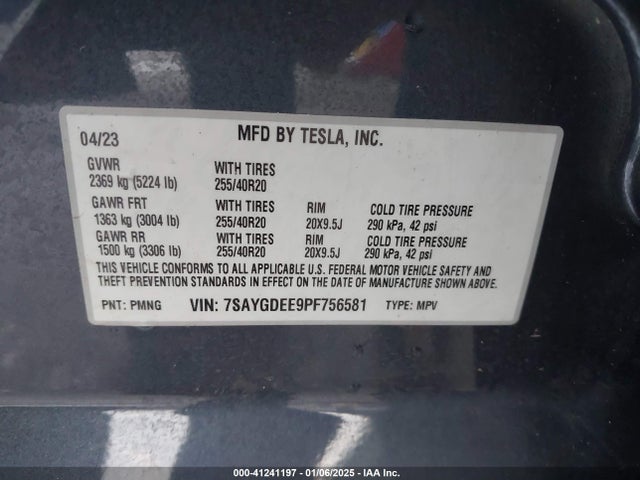 2023 TESLA MODEL Y 7SAYGDEE9PF756581 Photo 8