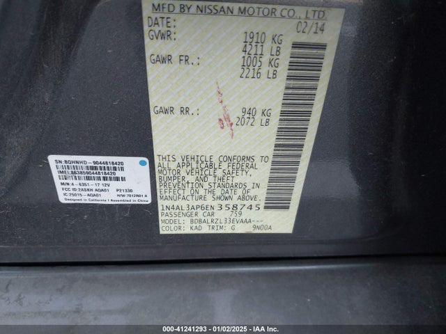 Nissan Altima 2014 1N4AL3AP6EN358745 Image 9
