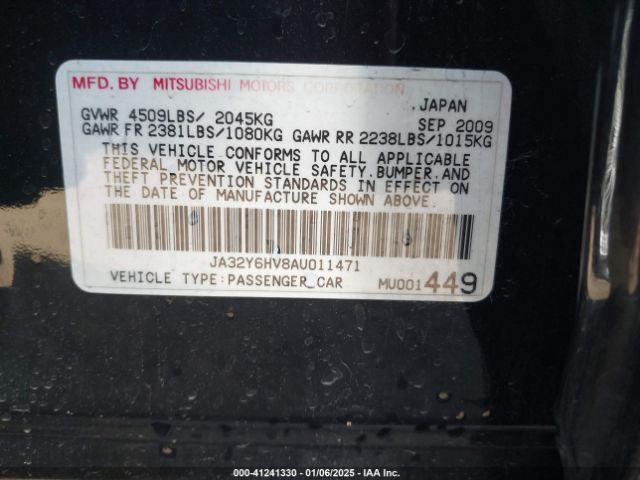 2010 MITSUBISHI LANCER JA32Y6HV8AU011471 Photo 8