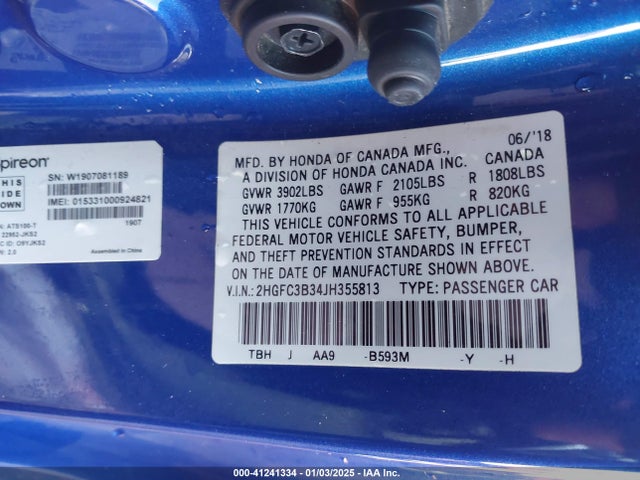 Honda Civic Ex-t 2018 2HGFC3B34JH355813 Image 9