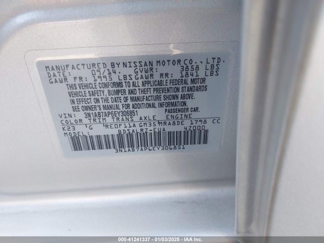 Nissan SENTRA SR 2014 3N1AB7AP6EY306851 Image 9