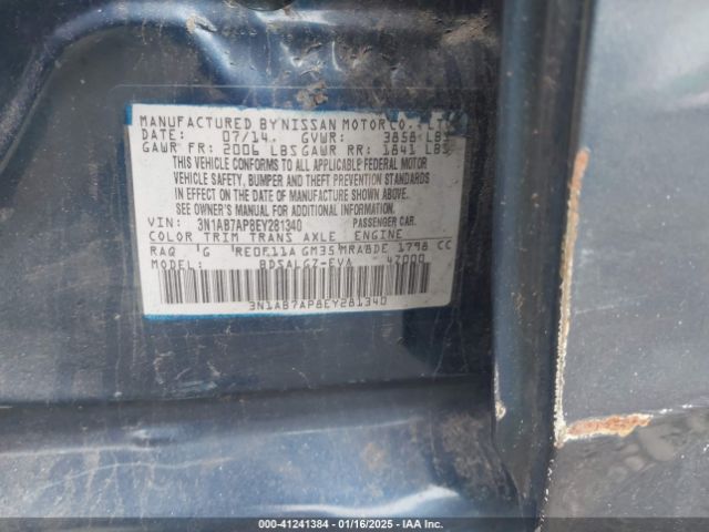 3N1AB7AP8EY281340 Nissan SENTRA SL
