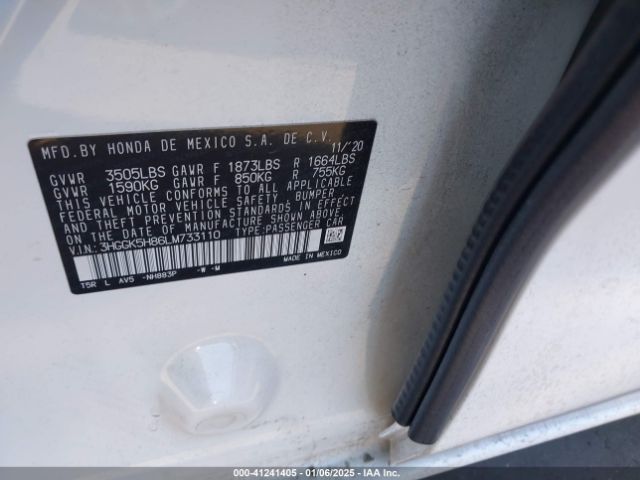 3HGGK5H86LM733110 Honda FIT EX