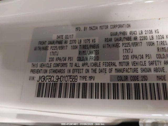 JM3KFBCL9H0107589 Mazda Cx-5 Touring