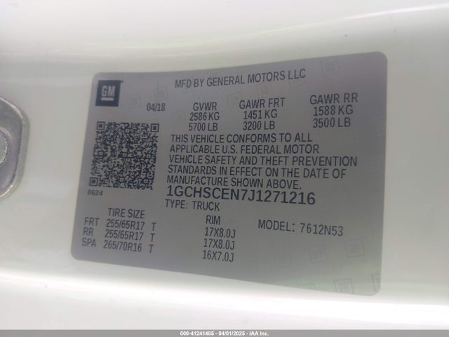 1GCHSCEN7J1271216 Chevrolet Colorado Lt