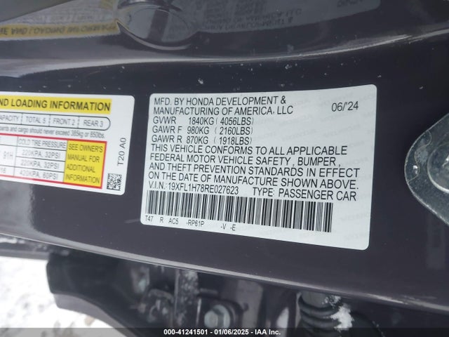 Honda Civic Ex-l 2024 19XFL1H78RE027623 Image 9