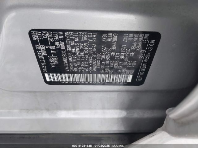 JN8BT3BB0RW421747 Nissan Rogue Sv Intelligent Awd