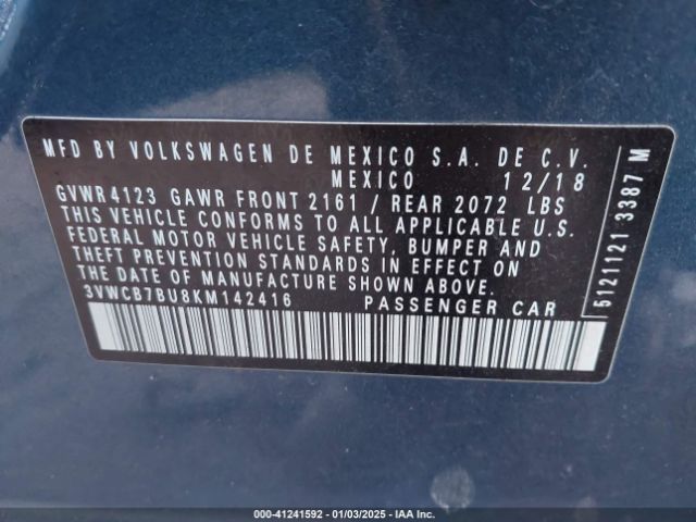 3VWCB7BU8KM142416 Volkswagen Jetta 1.4t R-line/1.4t S/1.4t Se
