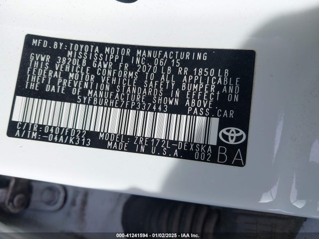 Toyota Corolla S Plus 2015 5YFBURHE7FP337443 Image 9