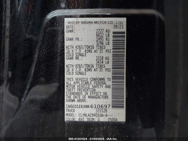 Nissan Frontier 2022 1N6ED1EKXNN610697 Image 25