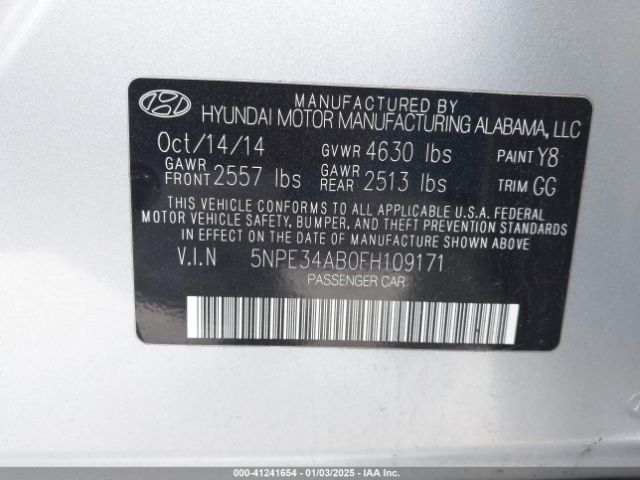 5NPE34AB0FH109171 Hyundai Sonata Sport 2.0t