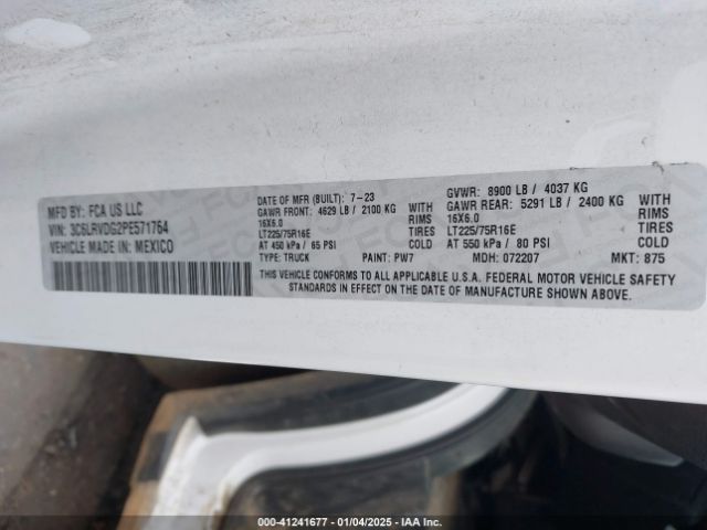 3C6LRVDG2PE571764 RAM Promaster 2500 High Roof 159 Wb