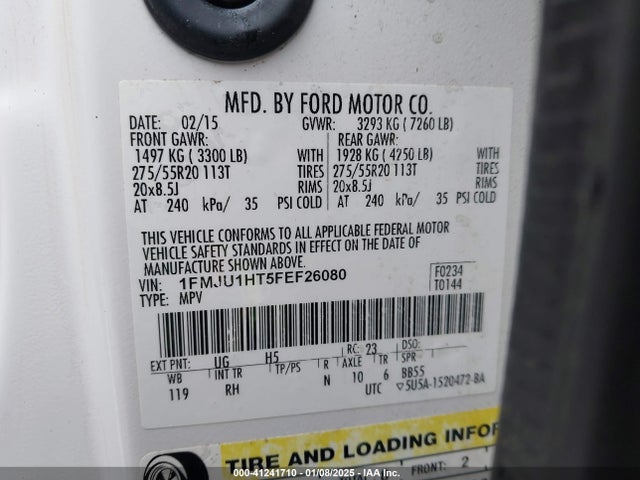 Ford Expedition King Ranch 2015 1FMJU1HT5FEF26080 Image 9