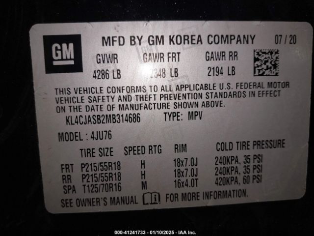 KL4CJASB2MB314686 Buick Encore Fwd Preferred