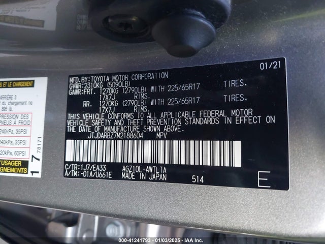 Lexus 8ar-fts 2021 JTJDARBZ7M2188604 Image 9