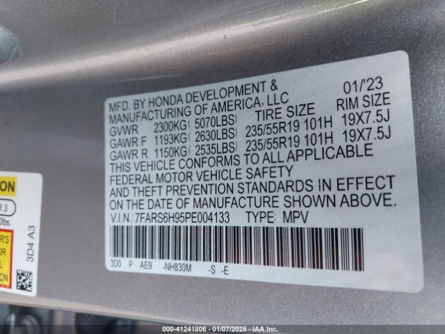 7FARS6H95PE004133 Honda Cr-v Hybrid Sport Touring