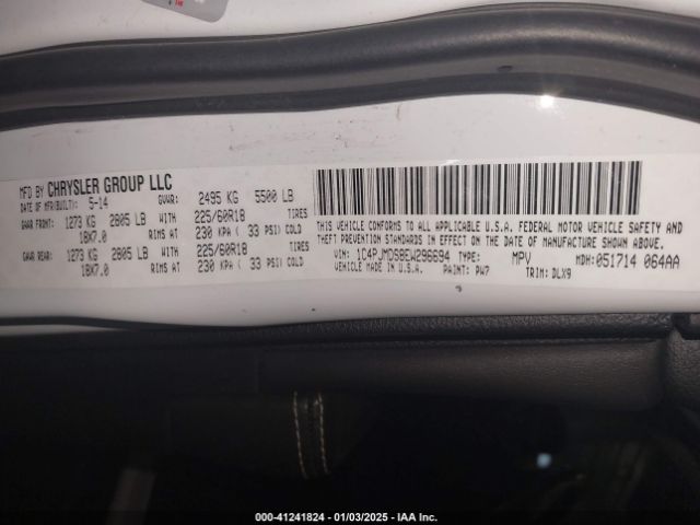 1C4PJMDS8EW296694 Jeep Cherokee Limited