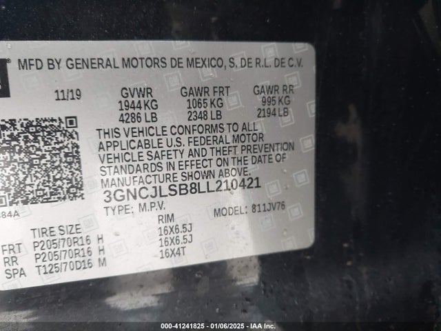 Chevrolet Trax Fwd Lt 2020 3GNCJLSB8LL210421 Image 9