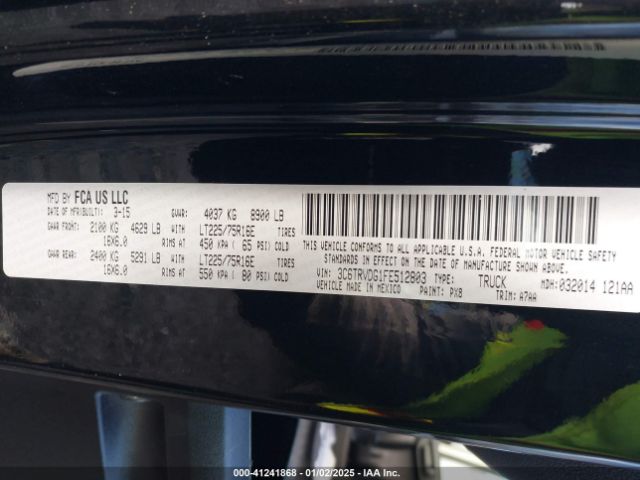 3C6TRVDG1FE512803 RAM Promaster 2500 High Roof