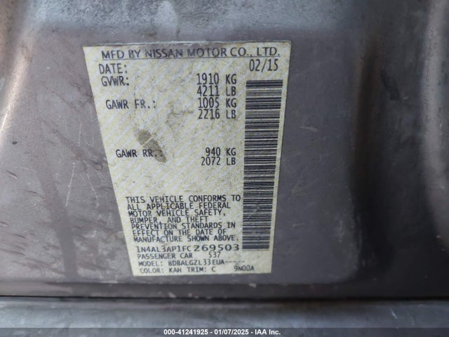 1N4AL3AP1FC269503 Nissan Altima 2.5/s/sv/sl