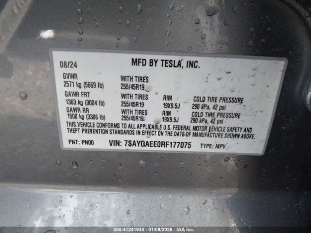 7SAYGAEE0RF177075 Tesla Model Y Long Range Dual Motor All-wheel Drive