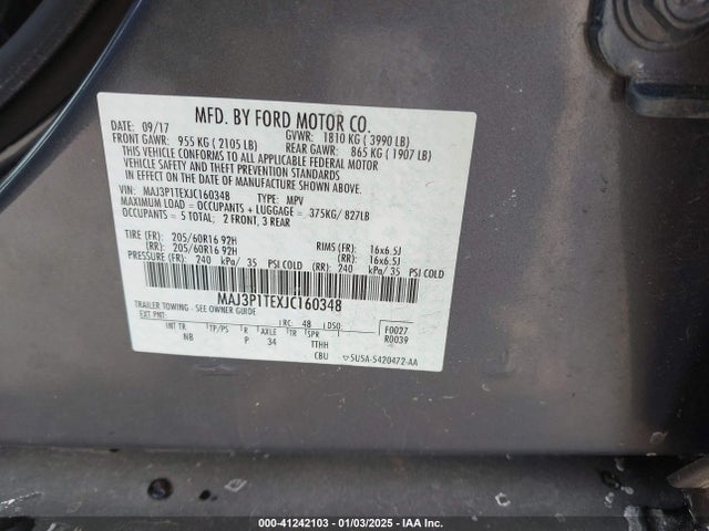 MAJ3P1TEXJC160348 Ford Ecosport Se