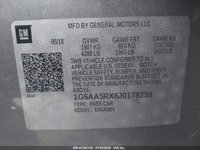 1G6AA5RX6J0178255 Cadillac Ats Standard