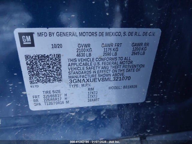 Chevrolet Equinox Awd Lt 2021 3GNAXUEV8ML321070 Image 9