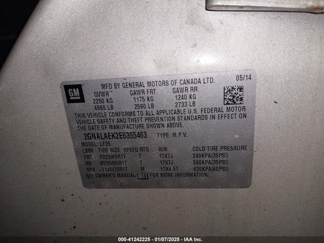 Chevrolet EQUINOX LS 2014 2GNALAEK2E6355463 Image 9