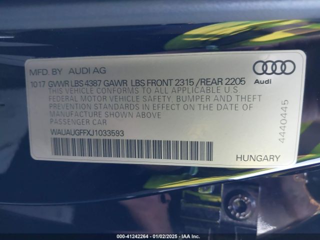 WAUAUGFFXJ1033593 Audi A3 2.0t Premium
