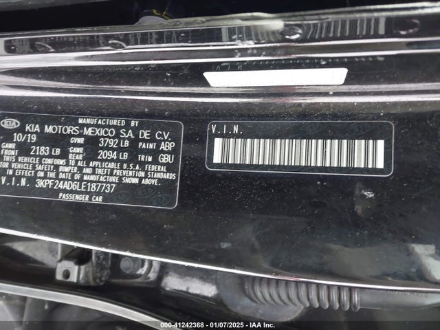 3KPF24AD6LE187737 KIA Forte Lxs
