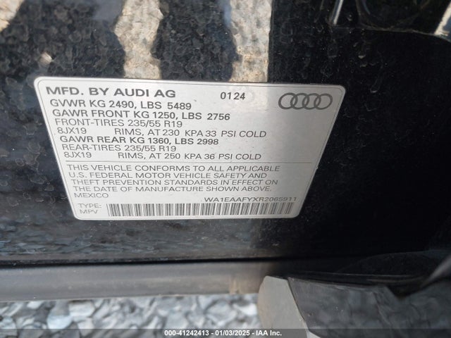 Auction sale of the 2024 Audi Q5 Premium Plus 45 Tfsi S Line Quattro, vin: WA1EAAFYXR2065911, lot number: 41242413