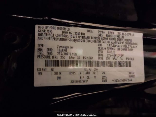 1FADP3L91GL378237 Ford FOCUS ST