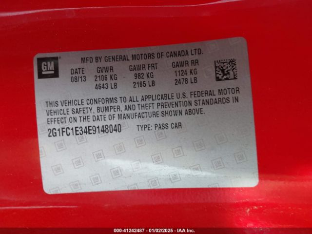 2G1FC1E34E9148040 Chevrolet Camaro 2lt