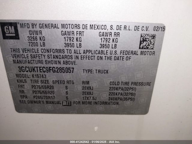 3GCUKTEC9FG285057 Chevrolet Silverado 1500 High Country