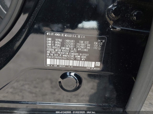 3CZRU5H34KG712382 Honda HR-V LX