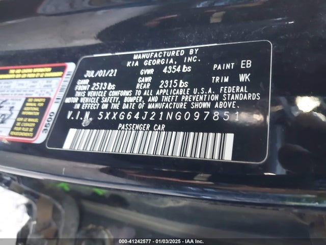 5XXG64J21NG097851 KIA K5 Gt-line