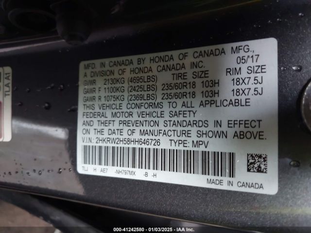2HKRW2H58HH646726 Honda CR-V EX