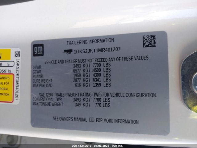 1GKS2JKT1MR401207 GMC Yukon Xl 4wd Denali